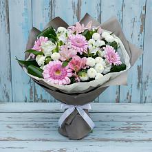 Букет цветов из:  Герберы, Альстромерии и Хризантемы в Верхнее Синячихе