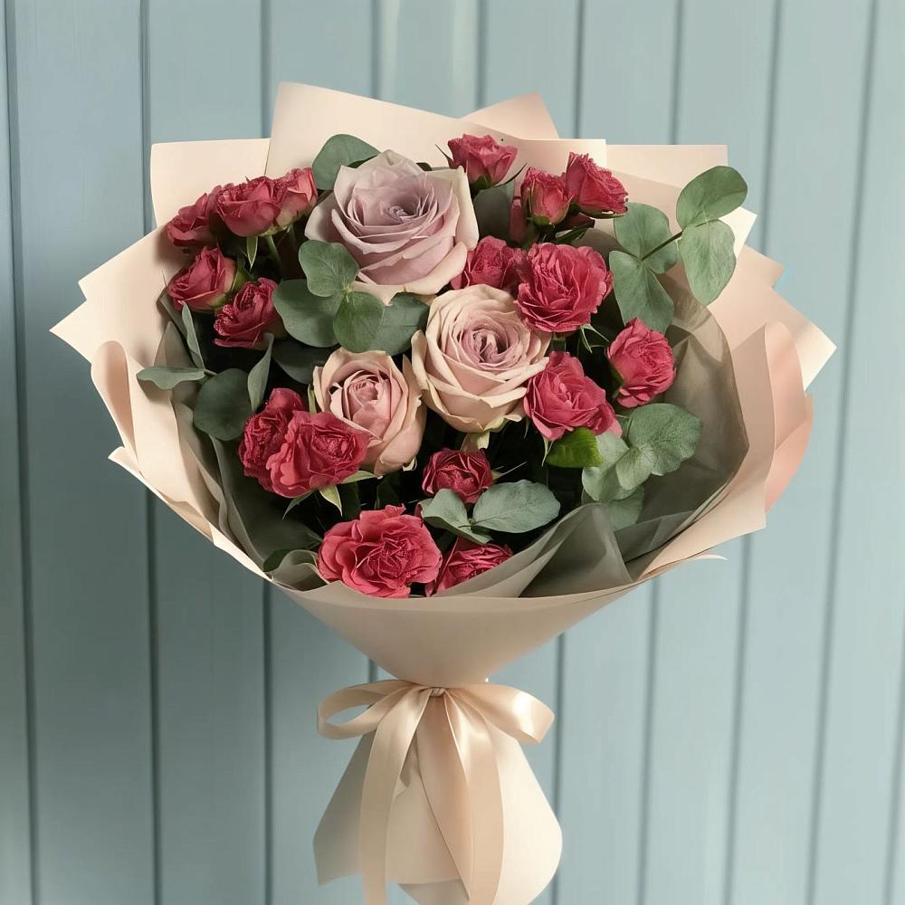 Букет цветов из: Гвоздики и Розы в Верхнее Синячихе
