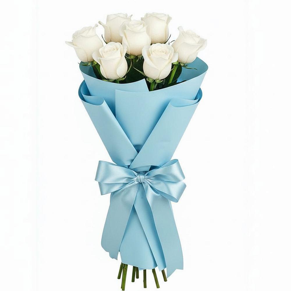 Букет 7 белых роз Проуд в Верхнее Синячихе