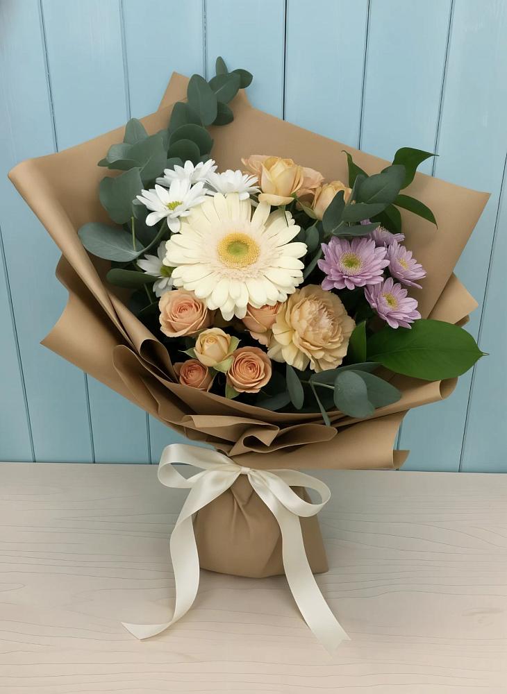 Букет цветов из: Герберы и Хризантемы в Верхнее Синячихе
