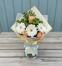 Букет цветов из:  Герберы, Розы и Хризантемы в Верхнее Синячихе