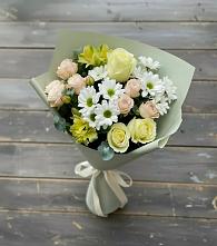 Букет цветов из:  Альстромерии, Розы и Хризантемы в Верхнее Синячихе