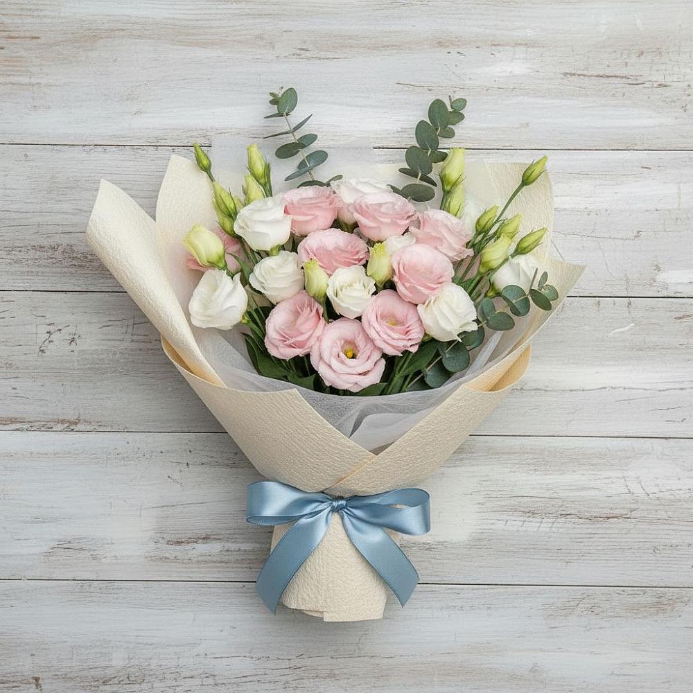 Букет цветов из: Лизиантусы в Верхнее Синячихе